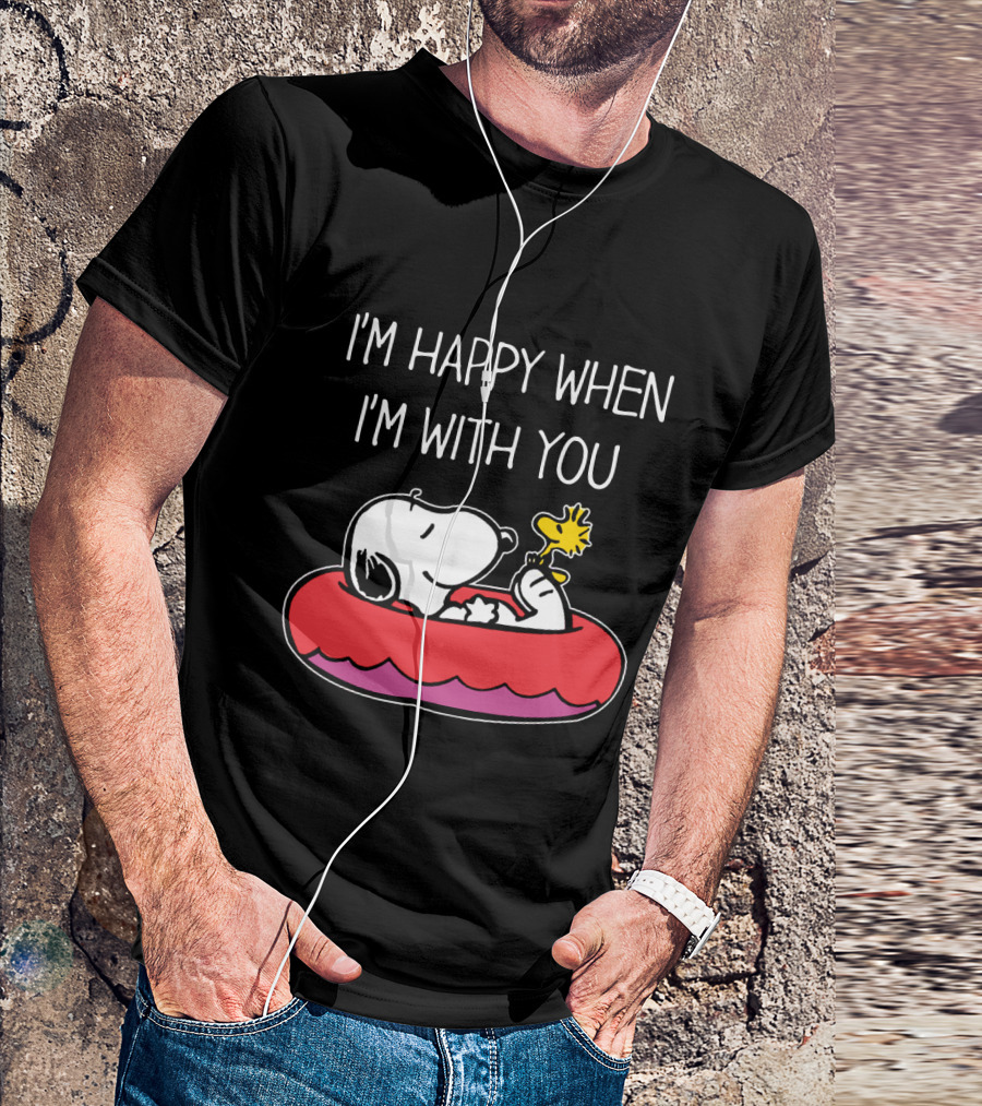I'm Happy When I'm With You Snoopy And Woodstock Peanuts Float T-Shirt