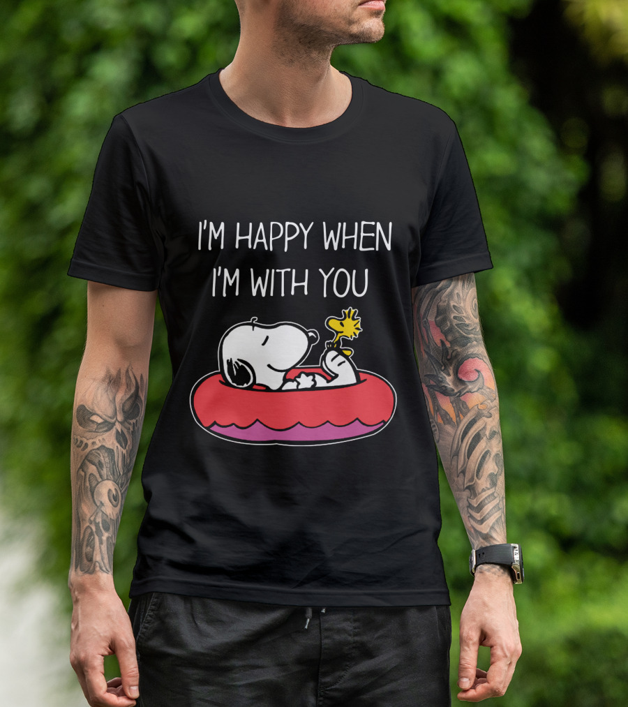 I'm Happy When I'm With You Snoopy And Woodstock Peanuts Float T-Shirt