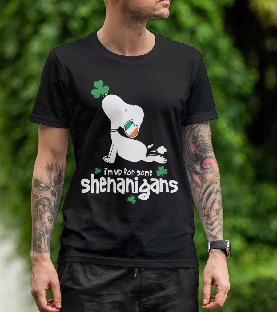 I'm Up For Some Shenanigans St Patrick Snoopy The Peanuts Movie T-Shirt