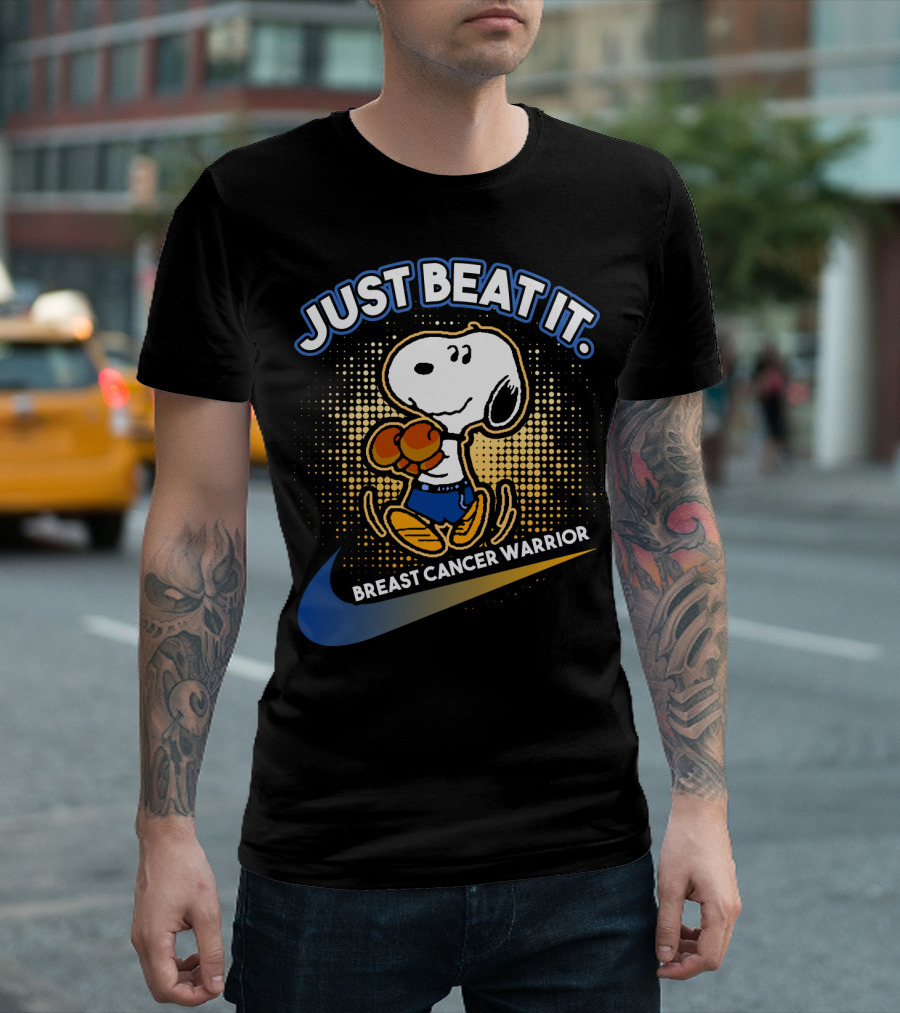 Just Beat It Snoopy Breast Cancer Warrior T-Shirt