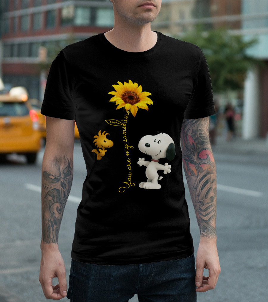 You Are My Sunshine Hippie Snoopy Woodstock Sunflower Peanuts Movie T-Shirt