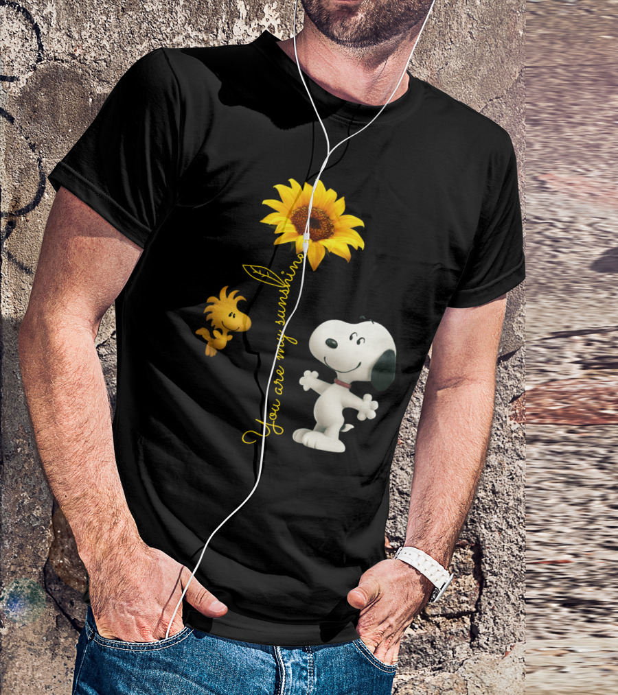 You Are My Sunshine Hippie Snoopy Woodstock Sunflower Peanuts Movie T-Shirt