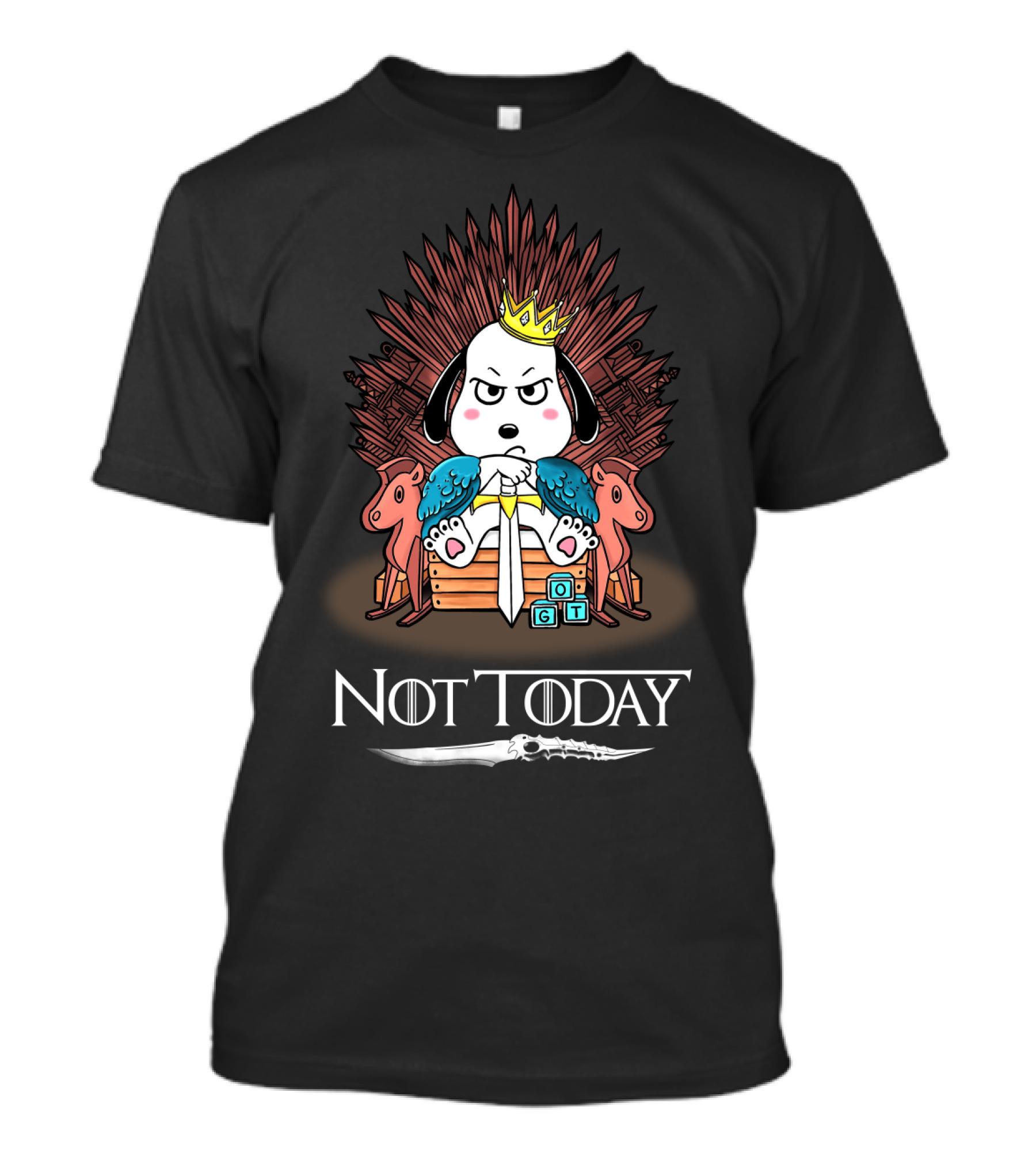 Not Today Arya Snoopy Game Of Thrones Iron Throne Mashup Peanuts Movie T-Shirt
