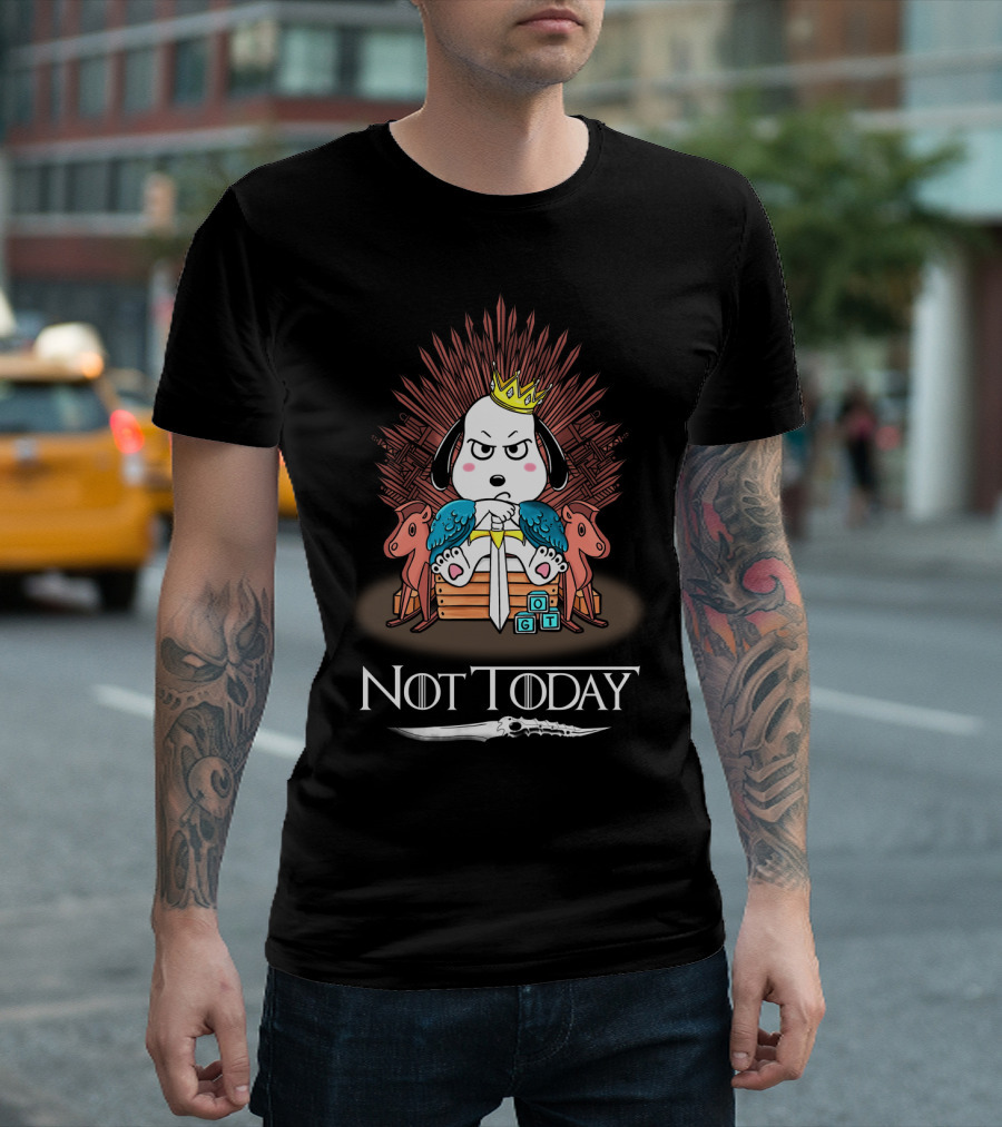 Not Today Arya Snoopy Game Of Thrones Iron Throne Mashup Peanuts Movie T-Shirt