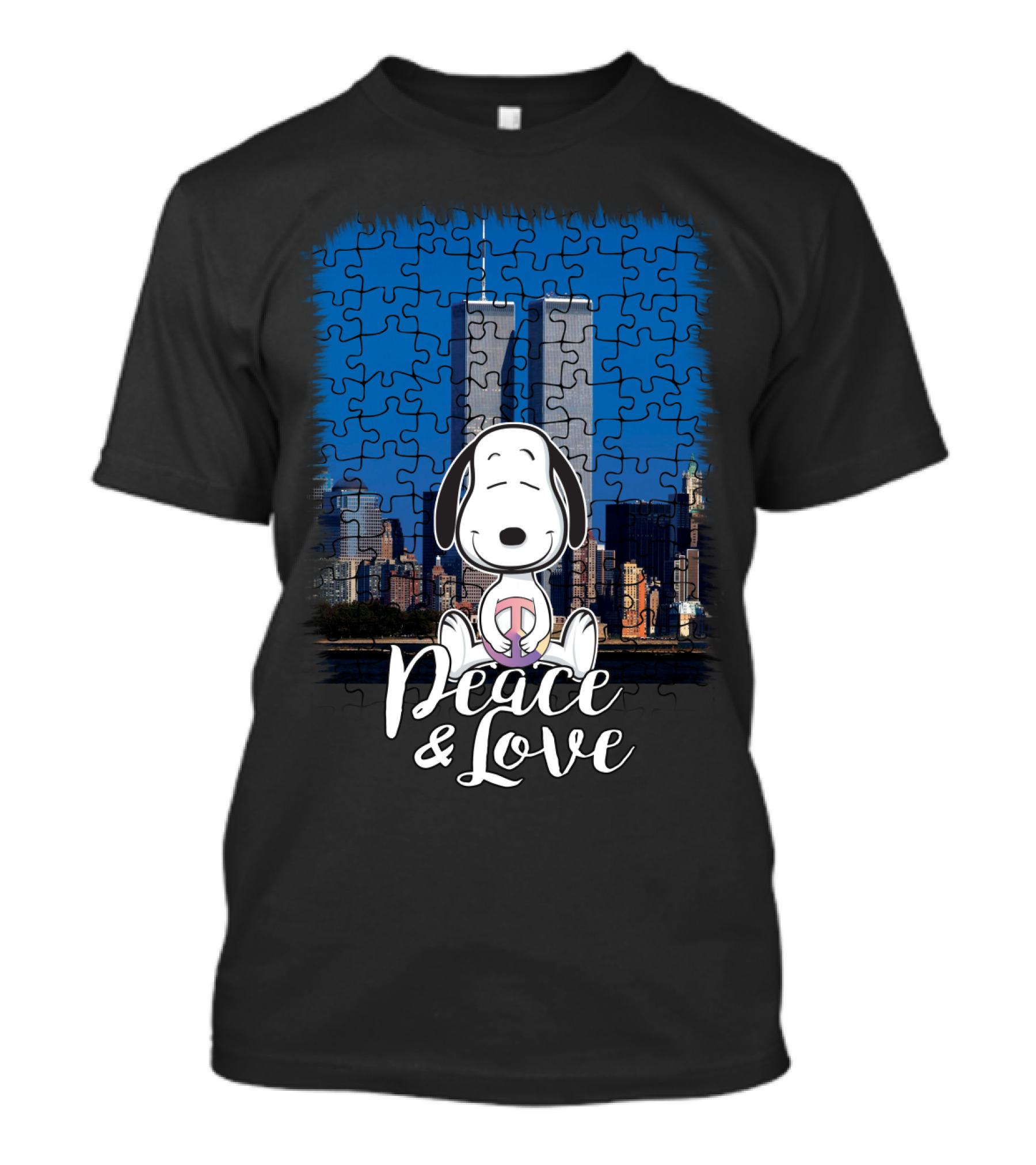 Peace And Love Snoopy 11th September The Peanuts Movie Twin Towers T-Shirt