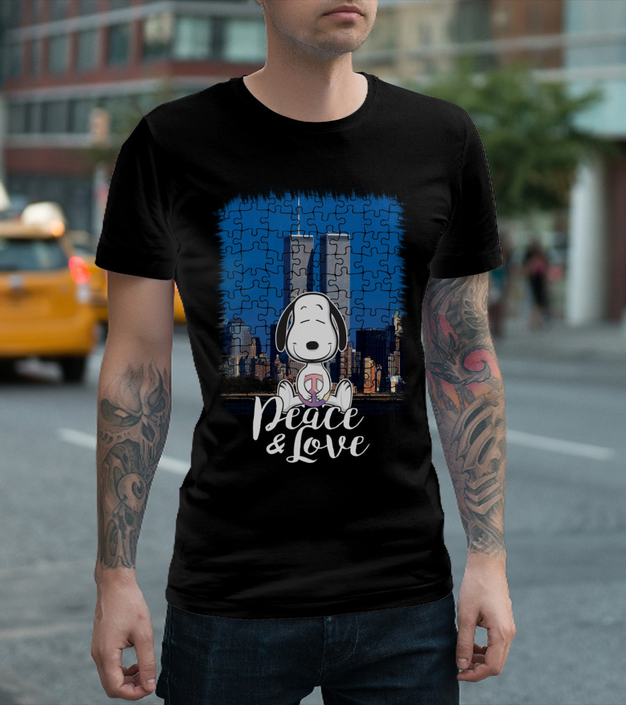 Peace And Love Snoopy 11th September The Peanuts Movie Twin Towers T-Shirt