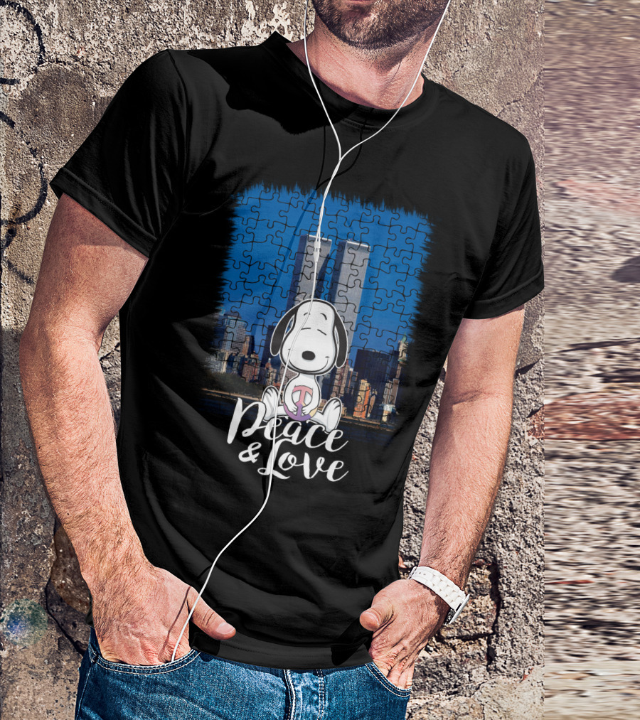 Peace And Love Snoopy 11th September The Peanuts Movie Twin Towers T-Shirt