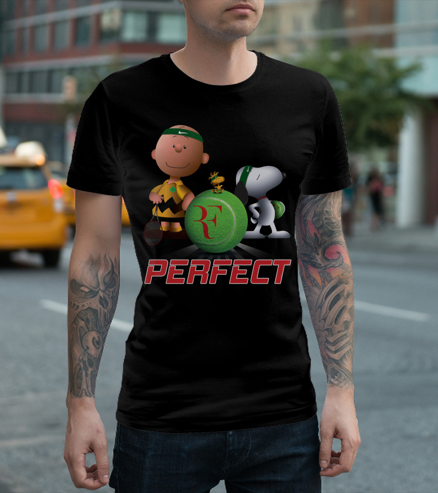 Perfect Roger Federer Tennis Pro Snoopy Charlie Brown Peanuts T-Shirt