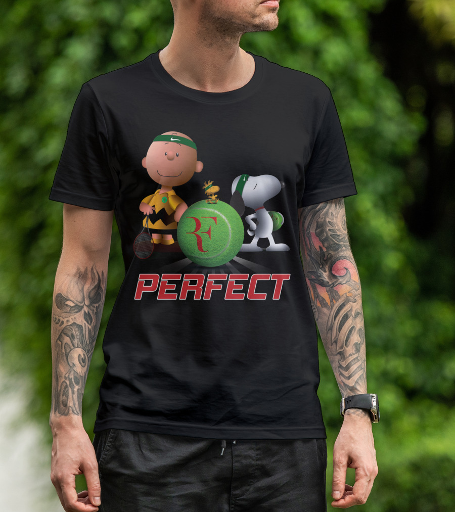 Perfect Roger Federer Tennis Pro Snoopy Charlie Brown Peanuts T-Shirt
