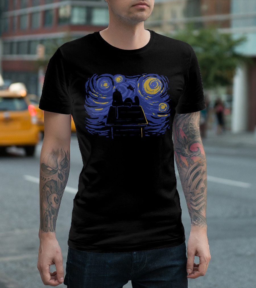 Van Gogh Starry Night Snoopy Peanuts Iconic T-Shirt