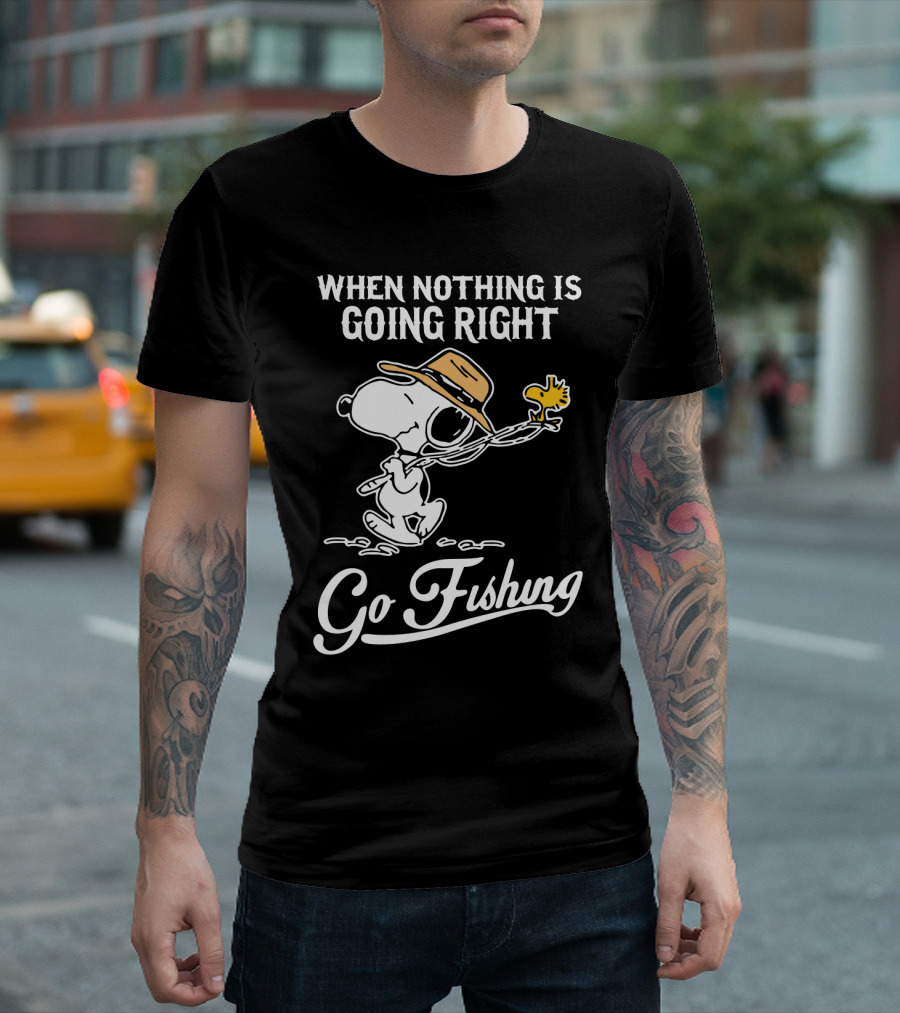 When Nothing Is Going Right Go Fishing Snoopy Peanuts T-Shirt