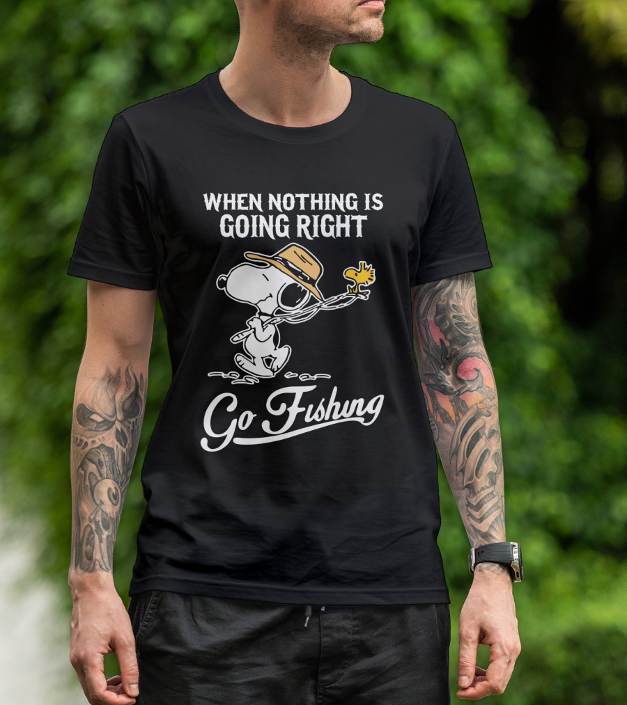 When Nothing Is Going Right Go Fishing Snoopy Peanuts T-Shirt