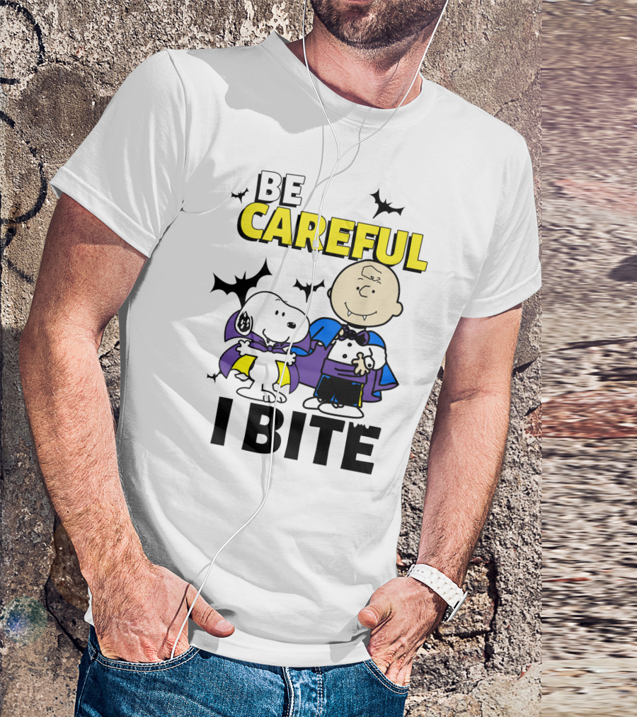Be Careful I Bite Snoopy And Charlie Brown Halloween Peanuts Movie T-Shirt