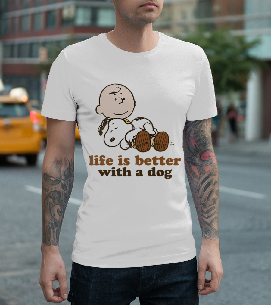 Life is Better With a Dog Snoopy Charlie Brown Peanuts T-Shirt