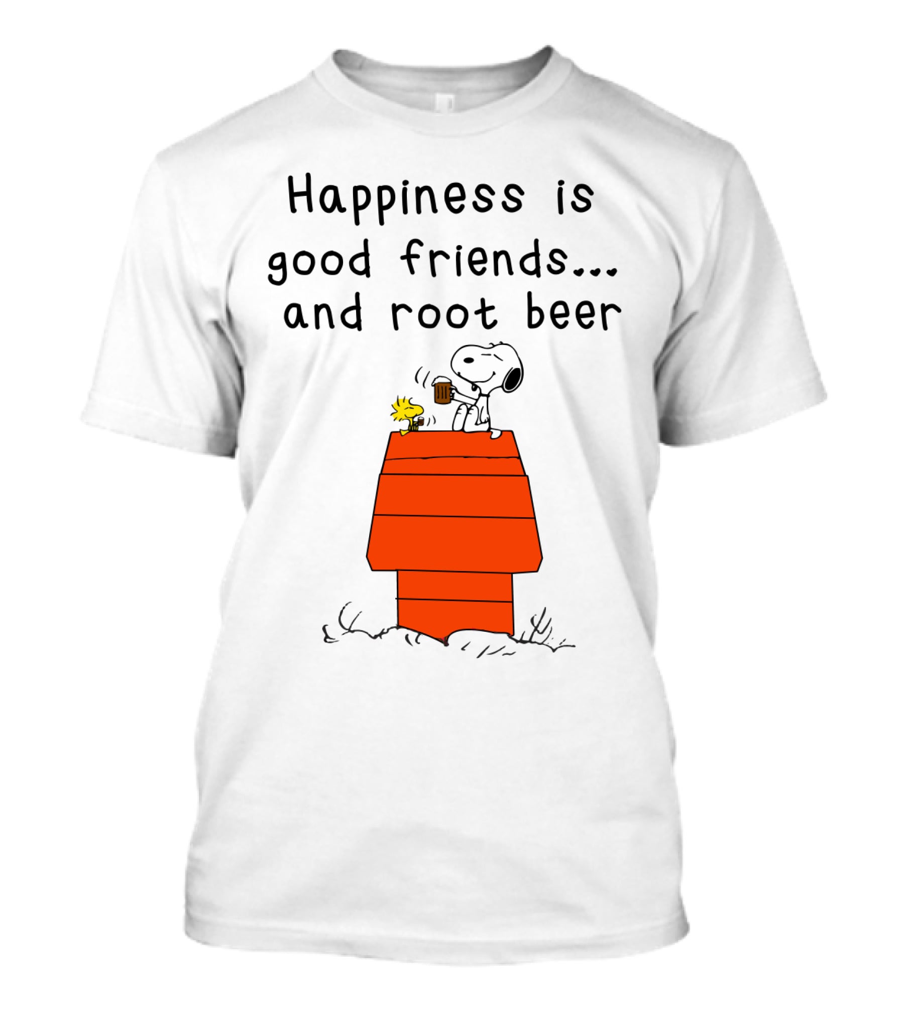 Happiness Is Good Friends And Root Beer With Snoopy And Woodstock Peanuts Movie T-Shirt