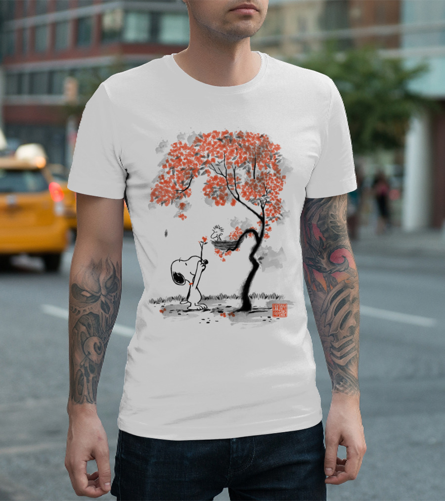 Snoopy Sumi e Tree Japanese Style The Peanuts Movie T-Shirt