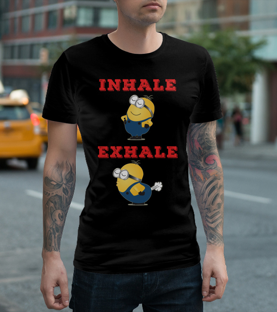 Minions Inhale Exhale Yoga Humor Despicable Me T-Shirt
