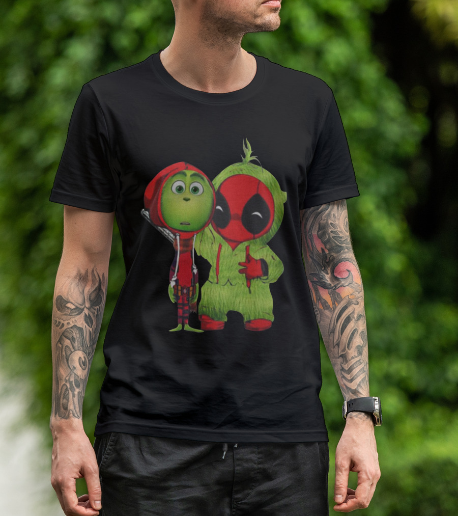 Baby Deadpool And Grinch Mashup Playful Duo T-Shirt
