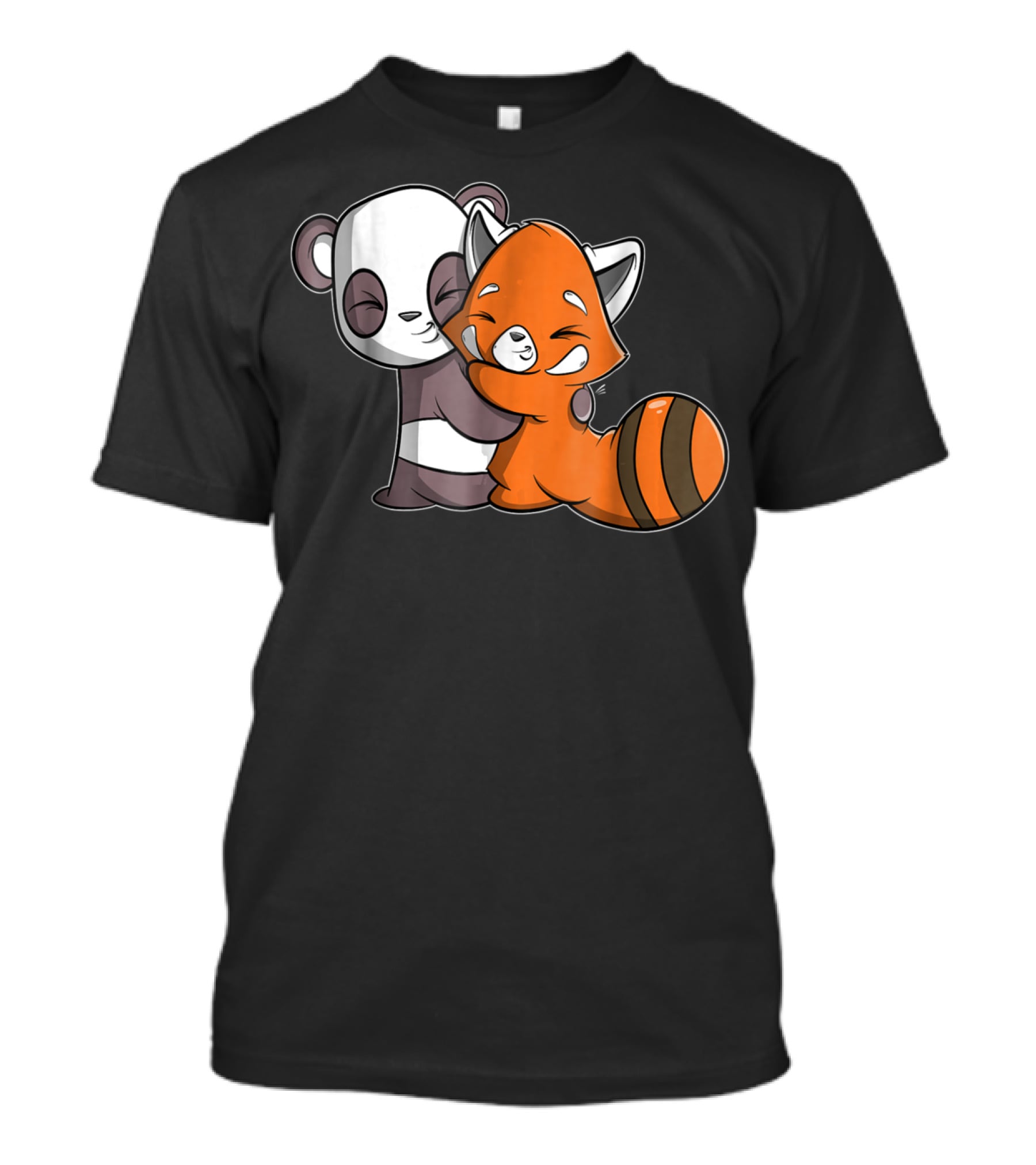 Cute Kawaii Panda Embrace Red Panda Hugging Adorable Friends T-Shirt