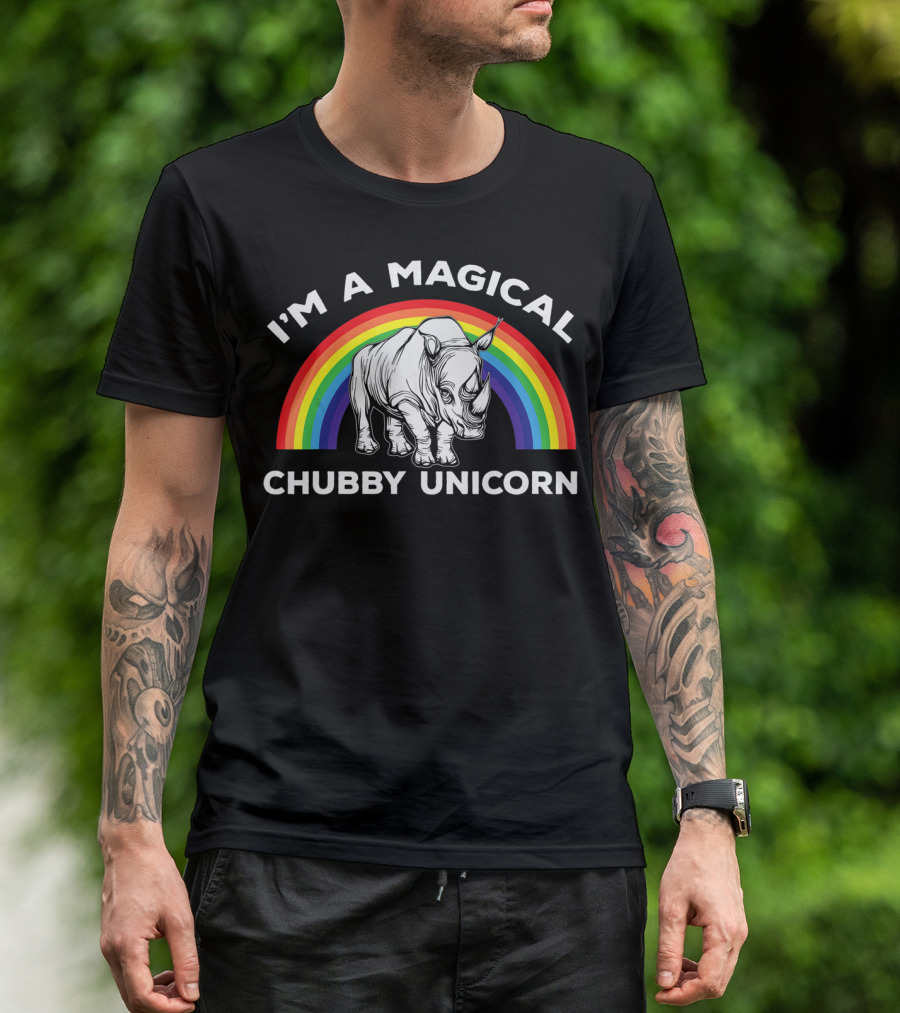 Magical Chubby Unicorn Rainbow Rhino T-Shirt