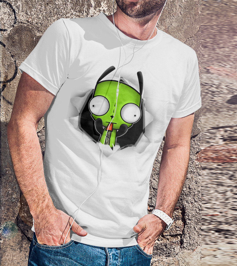 Invader Zim Gir 3D Hole Robot Face T-Shirt