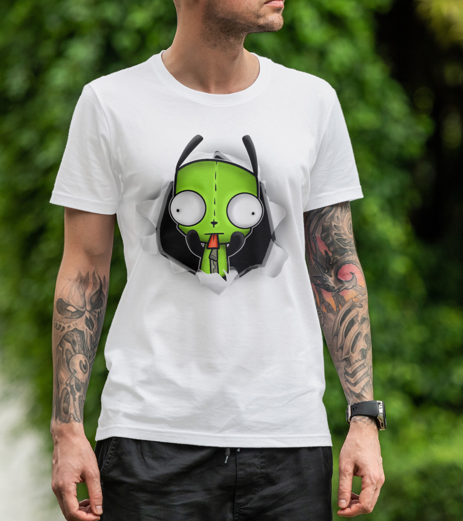 Invader Zim Gir 3D Hole Robot Face T-Shirt