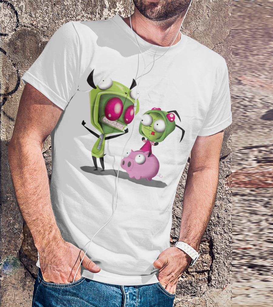 Cosplay Invader Zim Gir Halloween Characters On Pig T-Shirt