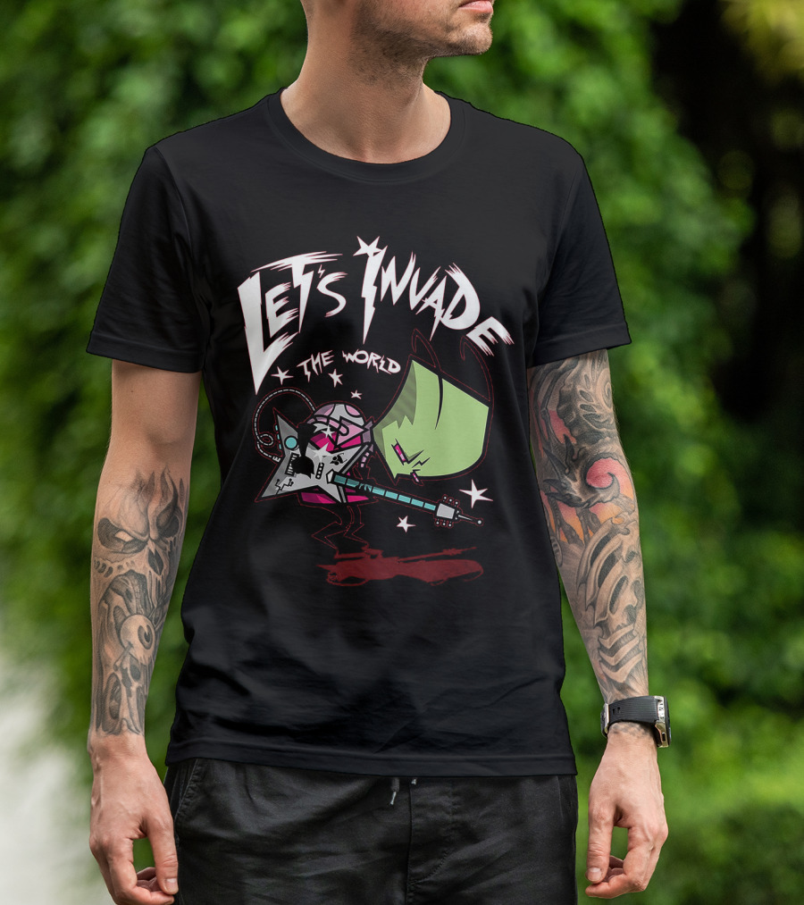 Let's Invade The World Rock Star Guitarist Gir Invader Zim T-Shirt