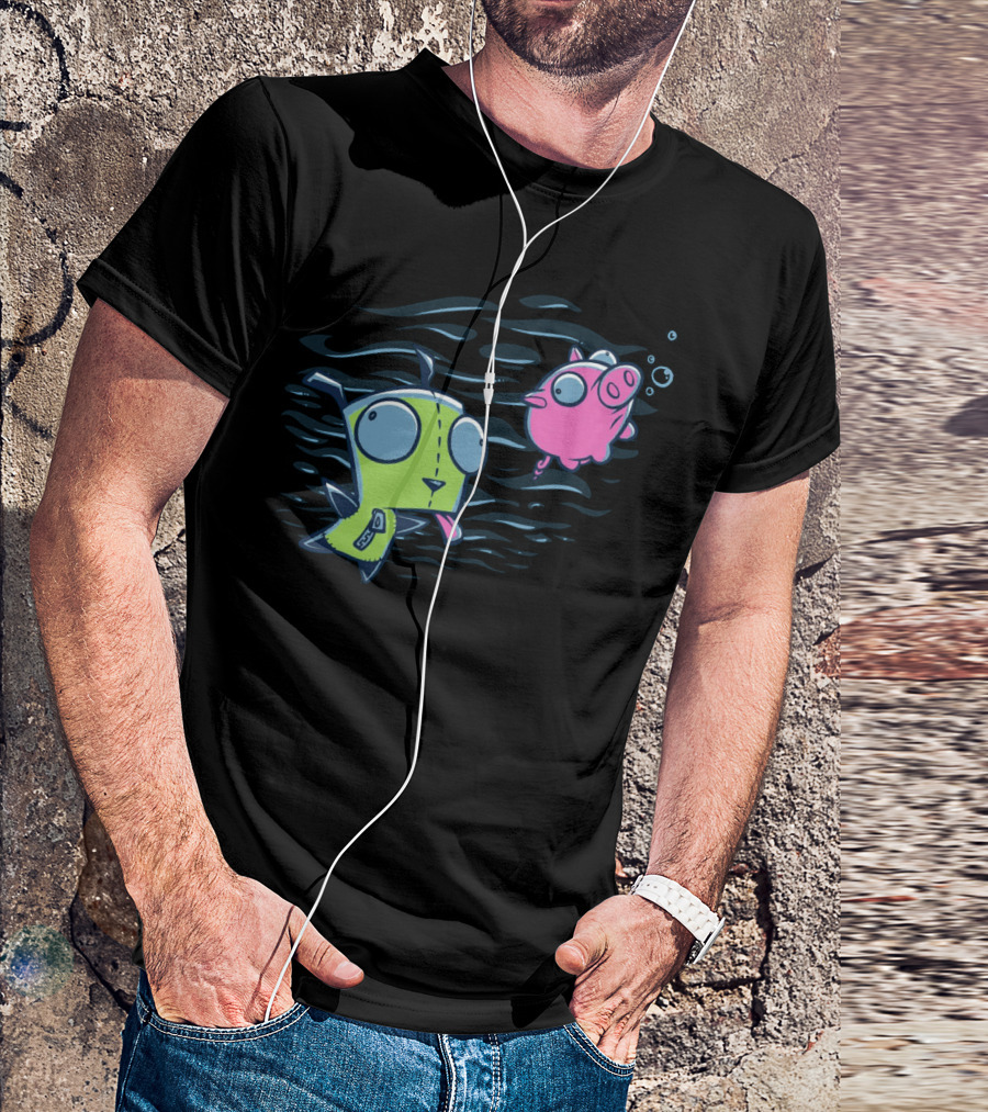 Girvana Gir Invader Zim Underwater Adventure With Pig T-Shirt