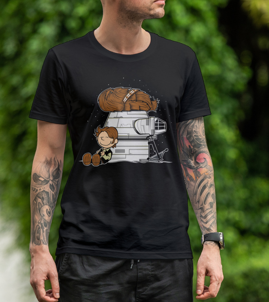 Peanuts Chewbacca Star Wars Snoopy Millennium Falcon T-Shirt