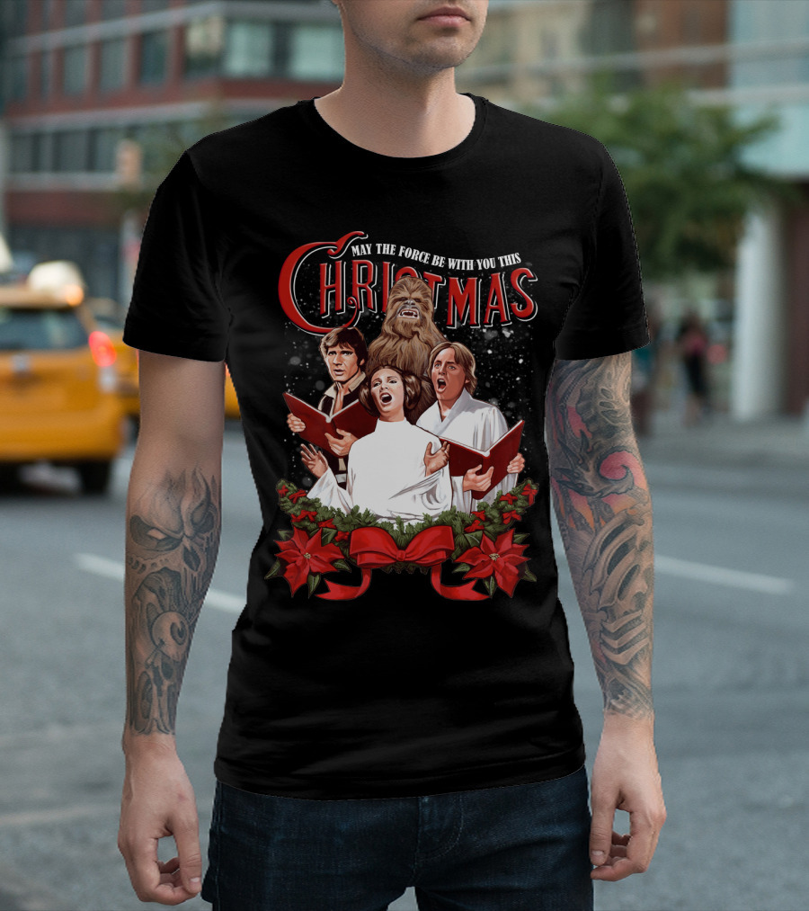 May the Force Be with You This Christmas Chewbacca Star Wars T-Shirt