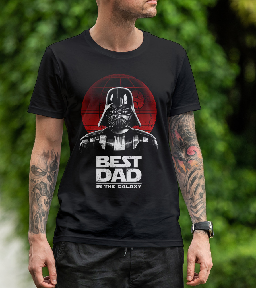 Best Dad In The Galaxy Father's Day Darth Vader Star Wars Death Star T-Shirt