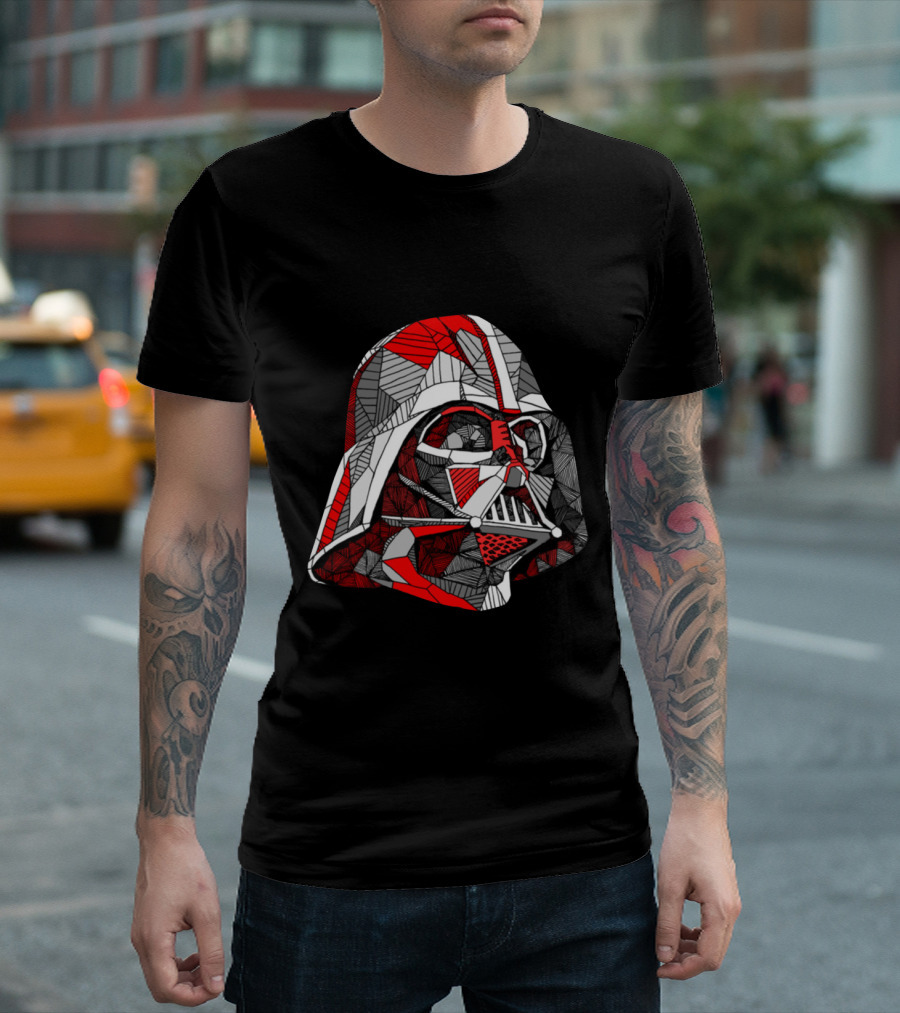 Darth Vader Mosaic Helmet Red Black Star Wars T-Shirt