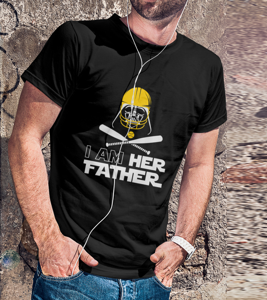 I Am Her Father Darth Vader Baseball Helmet Crossed Bats T-Shirt