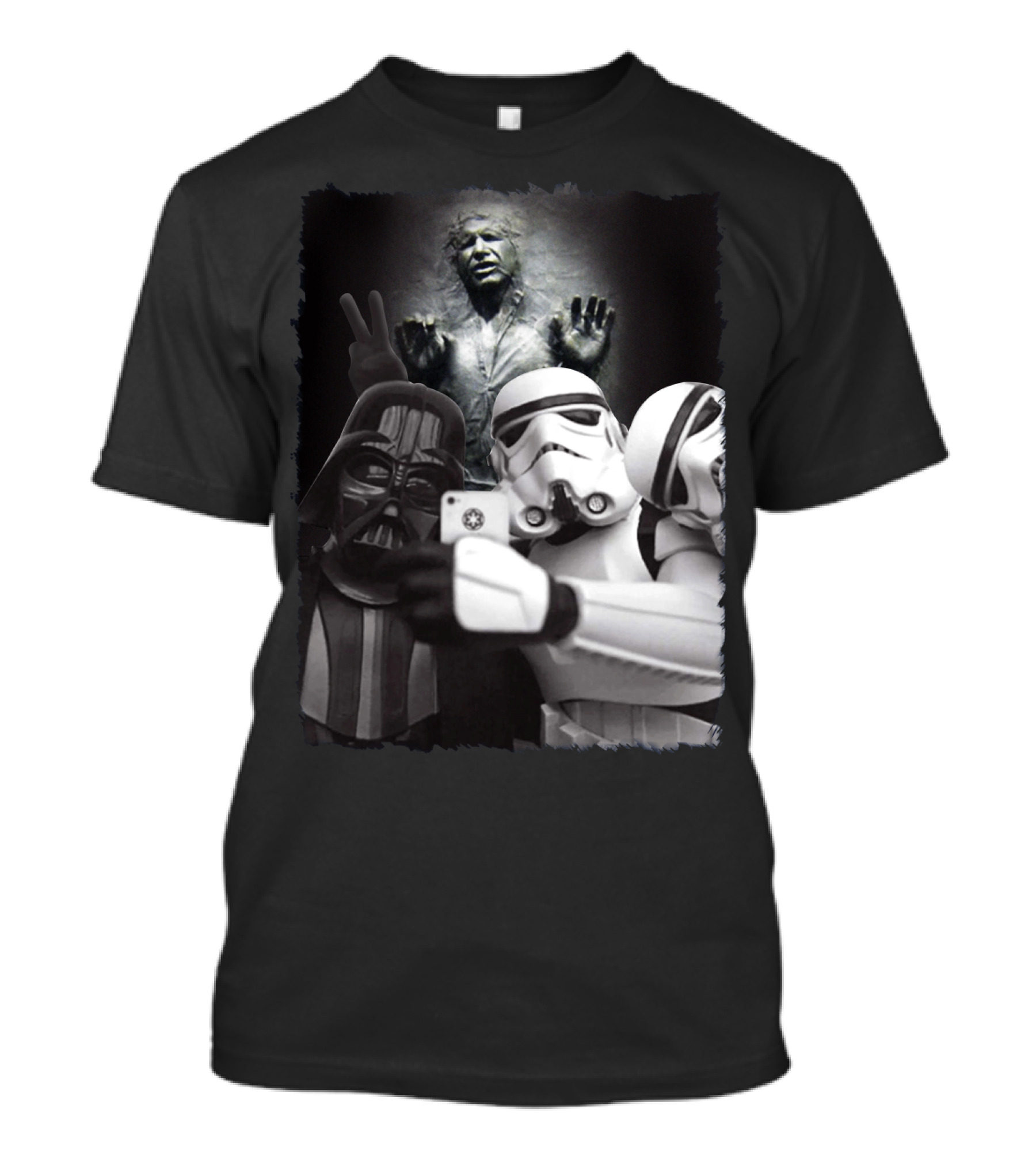Selfie Together Darth Vader Stormtroopers Han Solo Frozen Star Wars T-Shirt