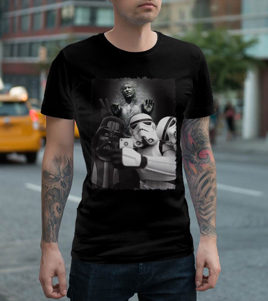 Selfie Together Darth Vader Stormtroopers Han Solo Frozen Star Wars T-Shirt