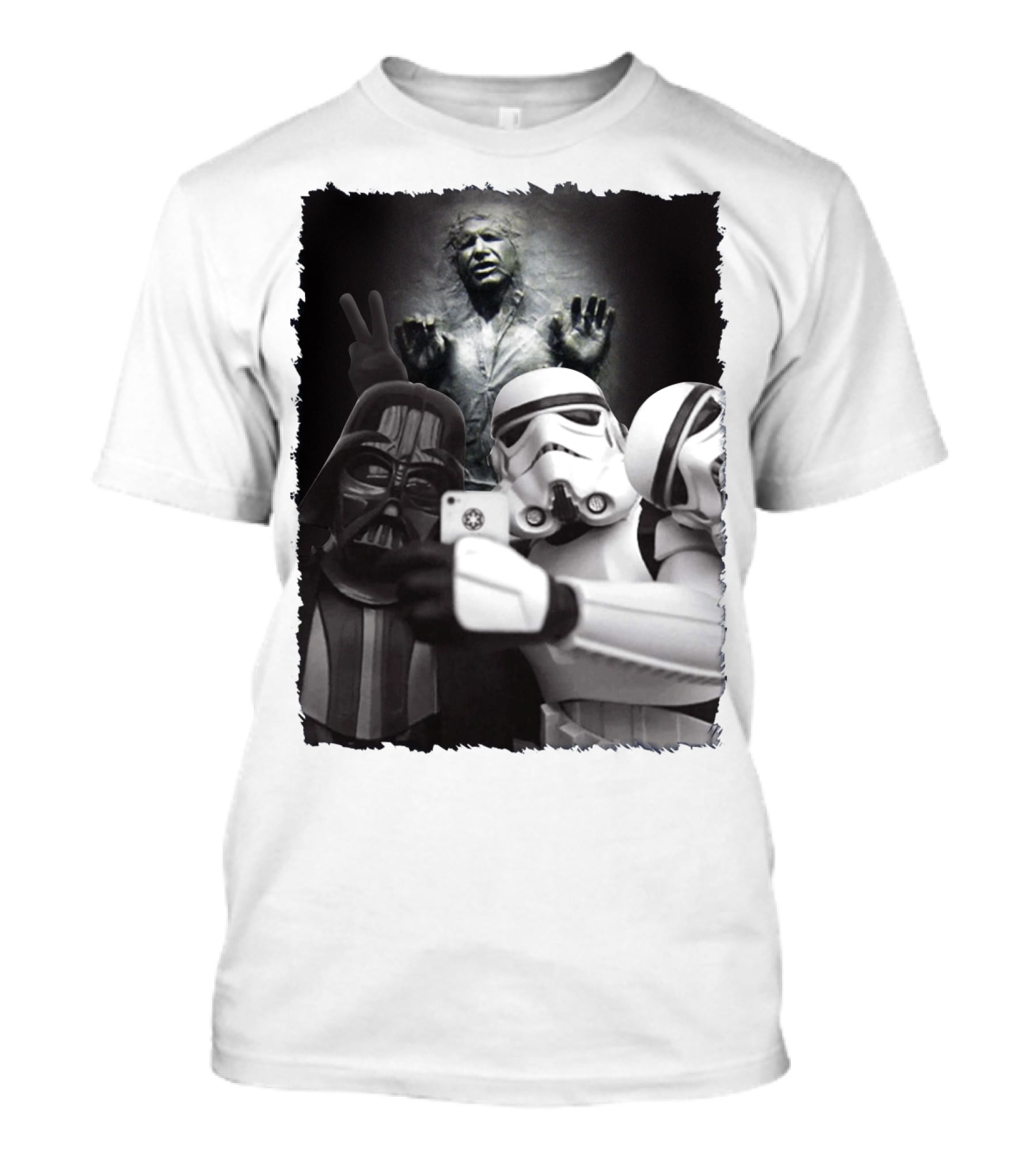 Selfie Together Darth Vader Stormtroopers Han Solo Frozen Star Wars T-Shirt