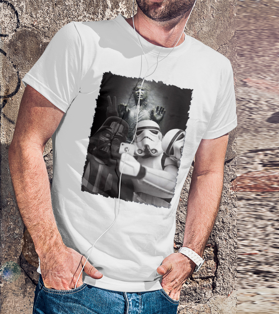 Selfie Together Darth Vader Stormtroopers Han Solo Frozen Star Wars T-Shirt