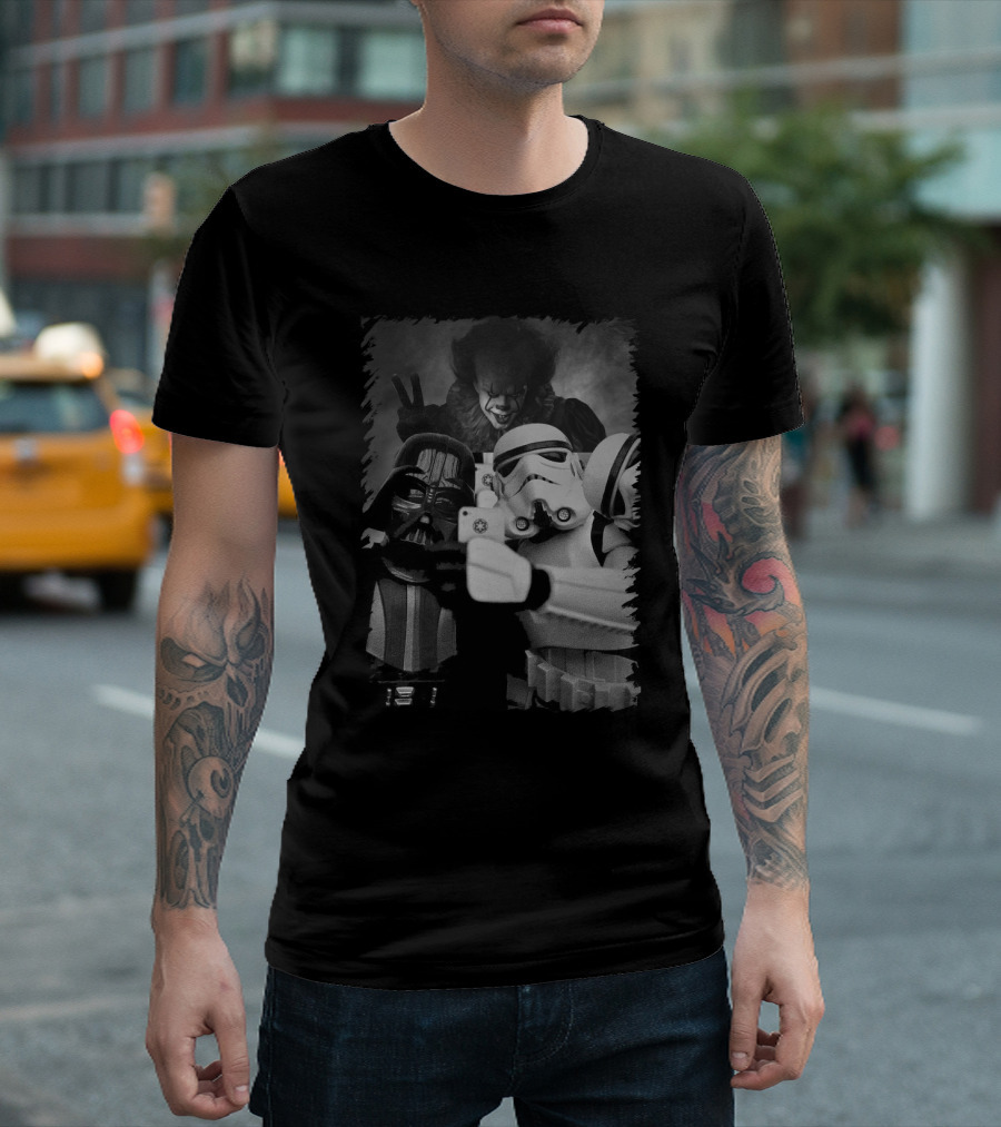 Darth Vader And Stormtrooper Selfie With Pennywise Star Wars Mashup T-Shirt