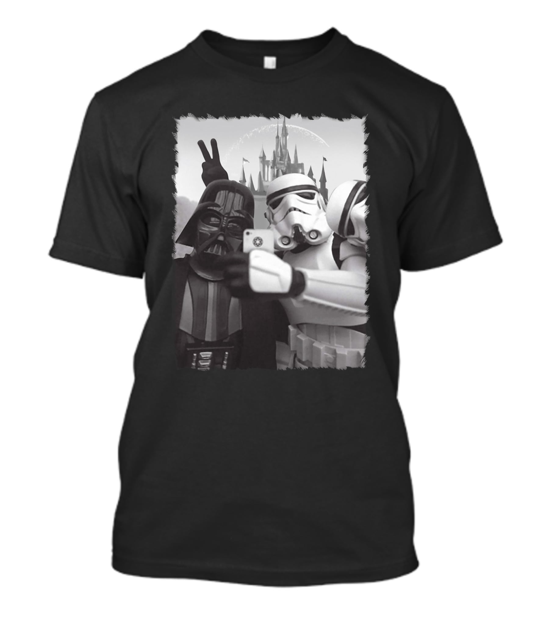 Selfie In Disneyworld Darth Vader Star Wars Stormtrooper Peace Sign Castle T-Shirt