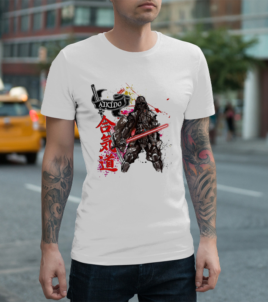 Aikido Samurai Darth Vader Star Wars Lightsaber Fusion T-Shirt
