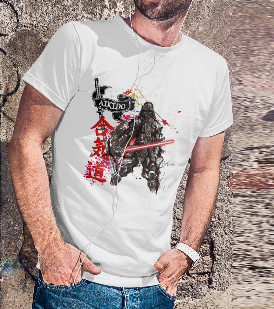 Aikido Samurai Darth Vader Star Wars Lightsaber Fusion T-Shirt
