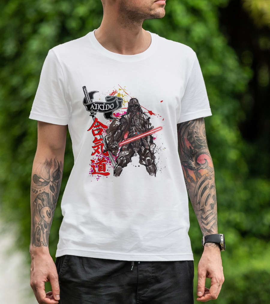 Aikido Samurai Darth Vader Star Wars Lightsaber Fusion T-Shirt