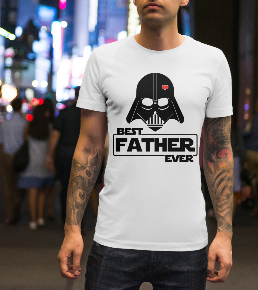 Best Father Ever Father's Day Darth Vader Star Wars Helmet Heart T-Shirt