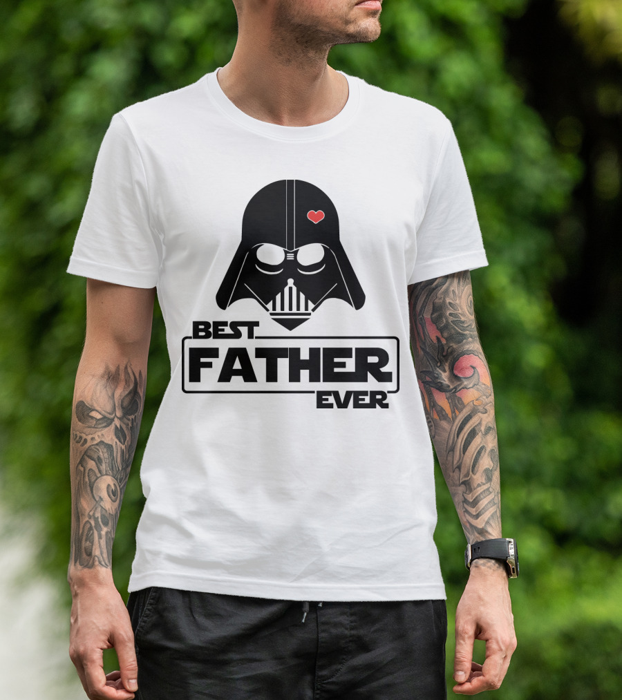 Best Father Ever Father's Day Darth Vader Star Wars Helmet Heart T-Shirt