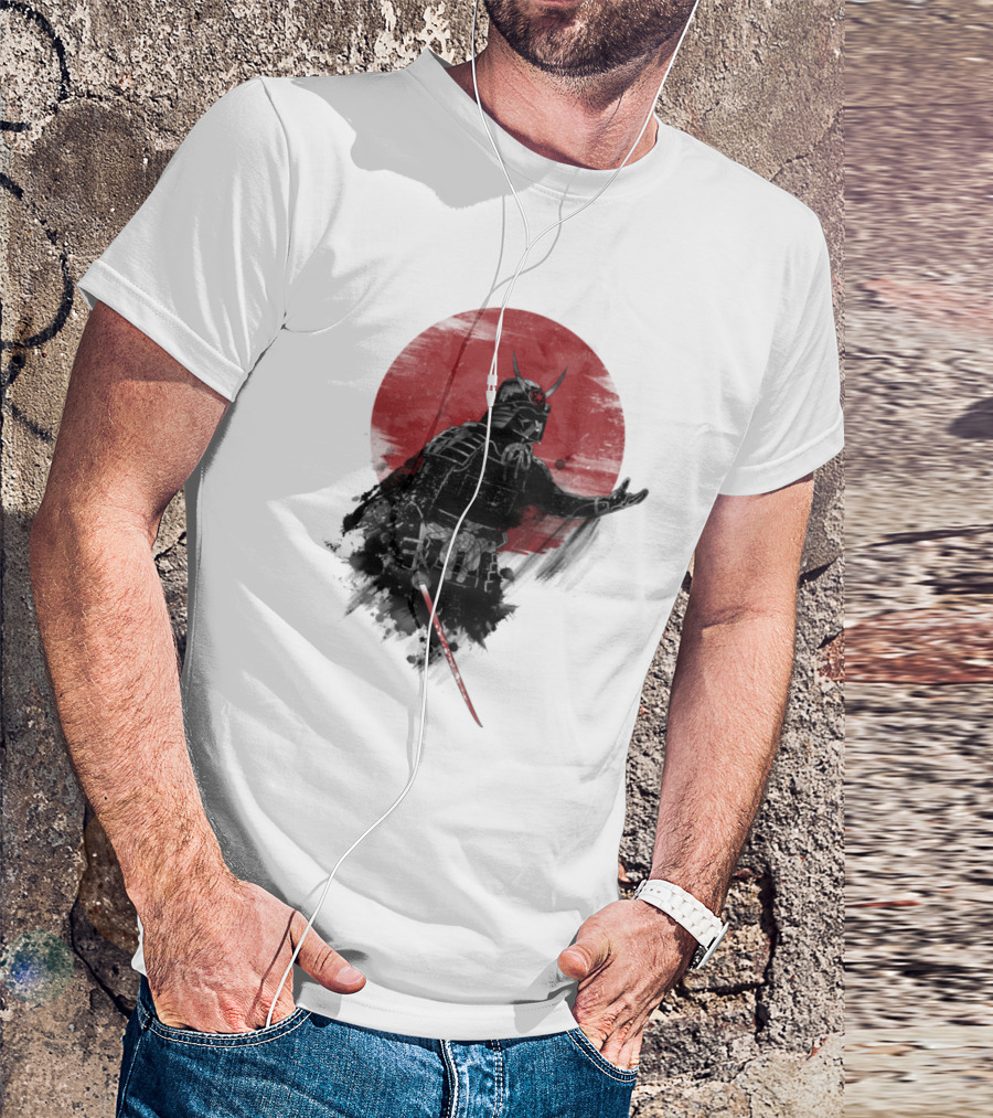 Come To Samurai Side Darth Vader Star Wars Red Sun Dark Armor Samurai Helmet With Lightsaber T-Shirt
