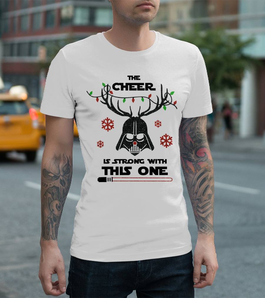 Darth Vader Christmas Cheer Glitter Star Wars Reindeer Lights Snowflakes T-Shirt