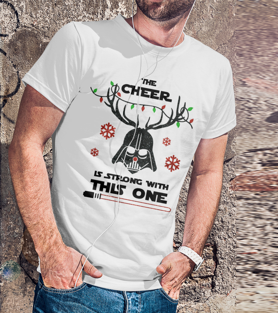 Darth Vader Christmas Cheer Glitter Star Wars Reindeer Lights Snowflakes T-Shirt