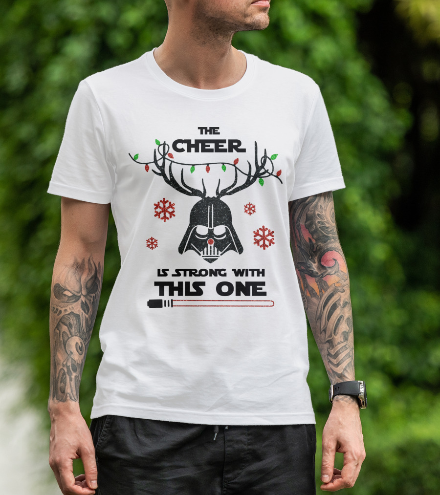 Darth Vader Christmas Cheer Glitter Star Wars Reindeer Lights Snowflakes T-Shirt