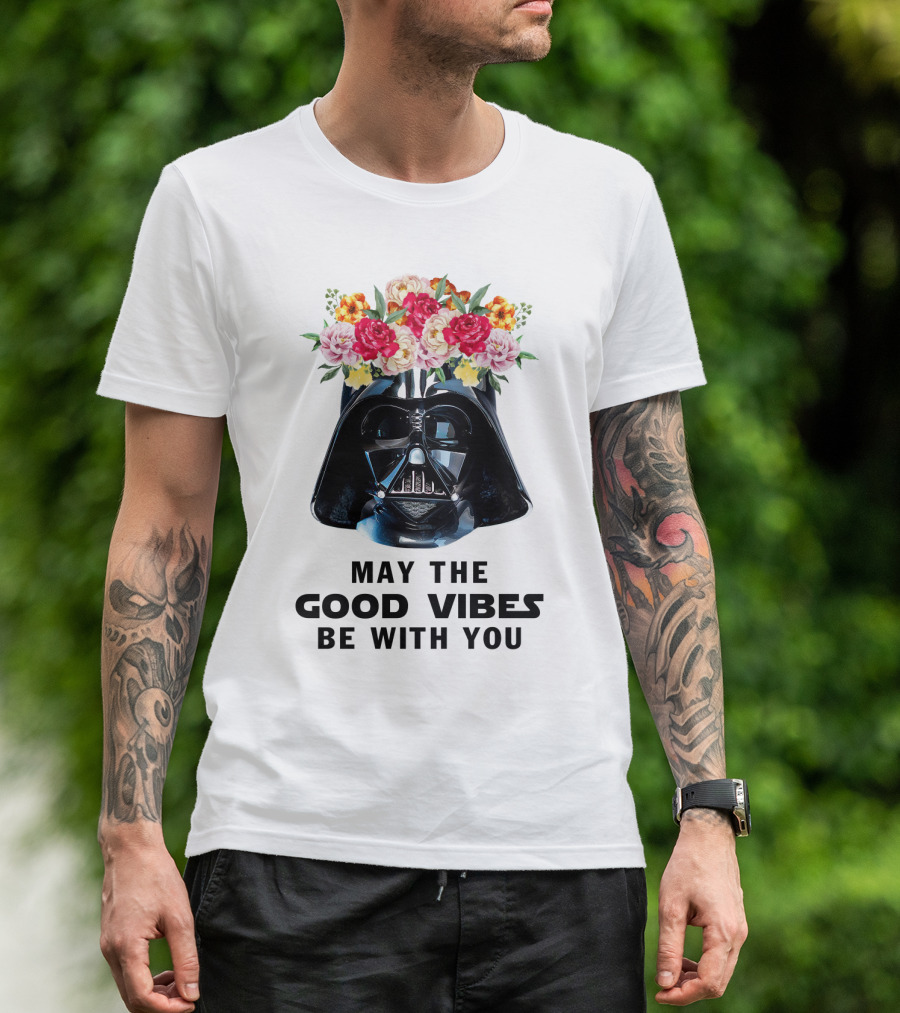 Star Wars Darth Vader May The Good Vibes Be With You Floral Helmet T-Shirt